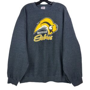 BUFFALO SABRES Sweater Adult 2XL Gray NHL Hockey Sweatshirt Spell Out PLUMA